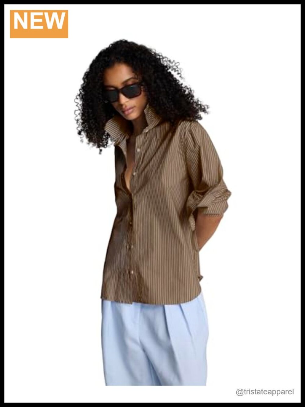 Kenneth Cole Striped Poplin Long Sleeve Button Down Shirt